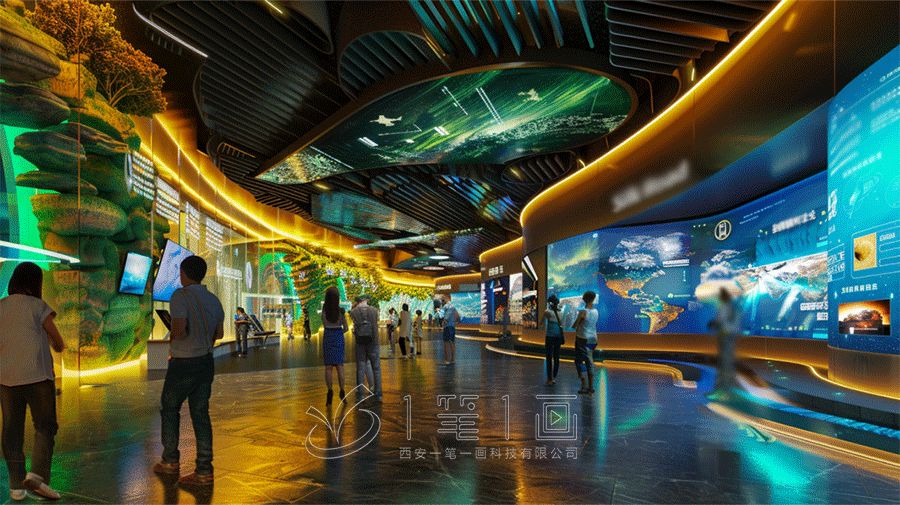 絲綢之路展廳，高科技一帶一路展廳設計效果圖
